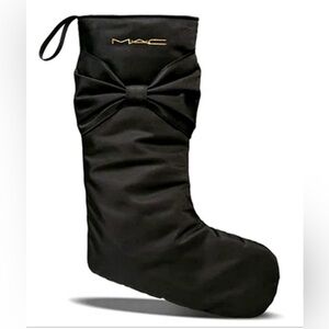 NWOT MAC Cosmetics Holiday Collection Black Satin Bow Christmas Stocking